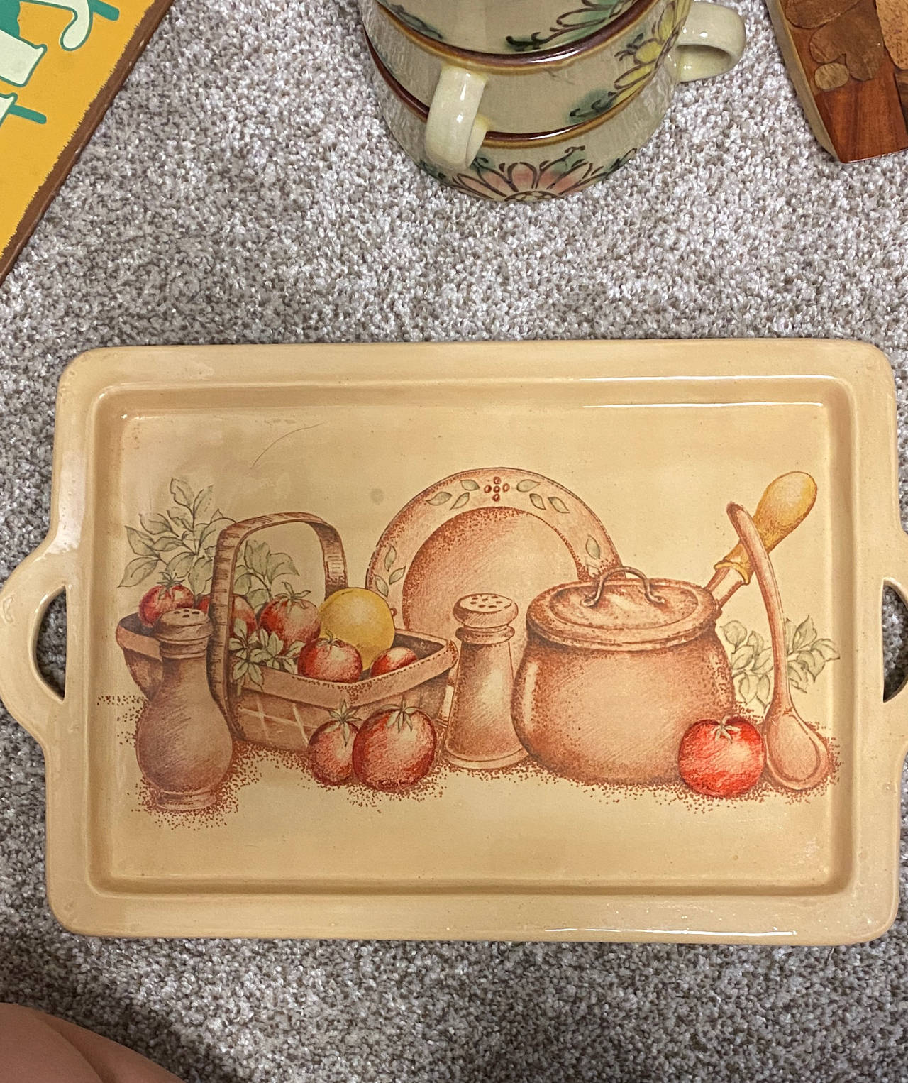 Vintage Ceramic Kitchen Still Life Serving Tray