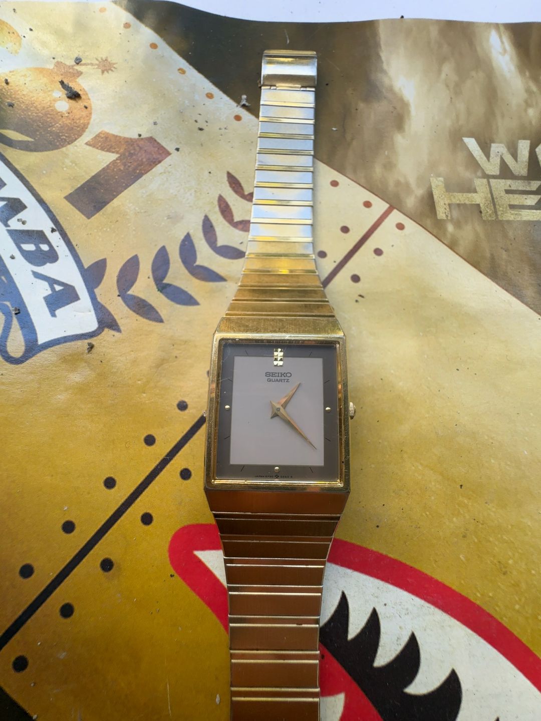 Seiko Tank Quartz Gold Tone Men's Watch