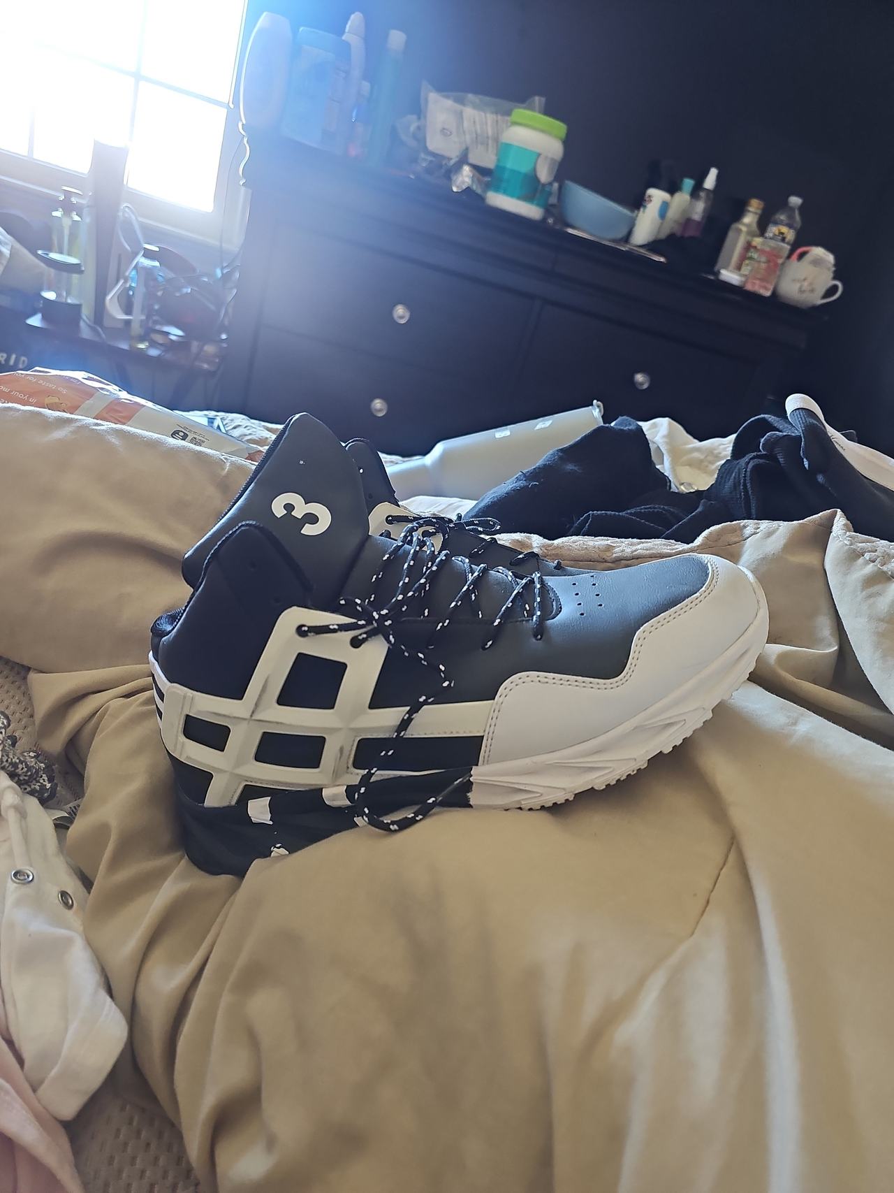 Black and White High Top Fashion Sneakers