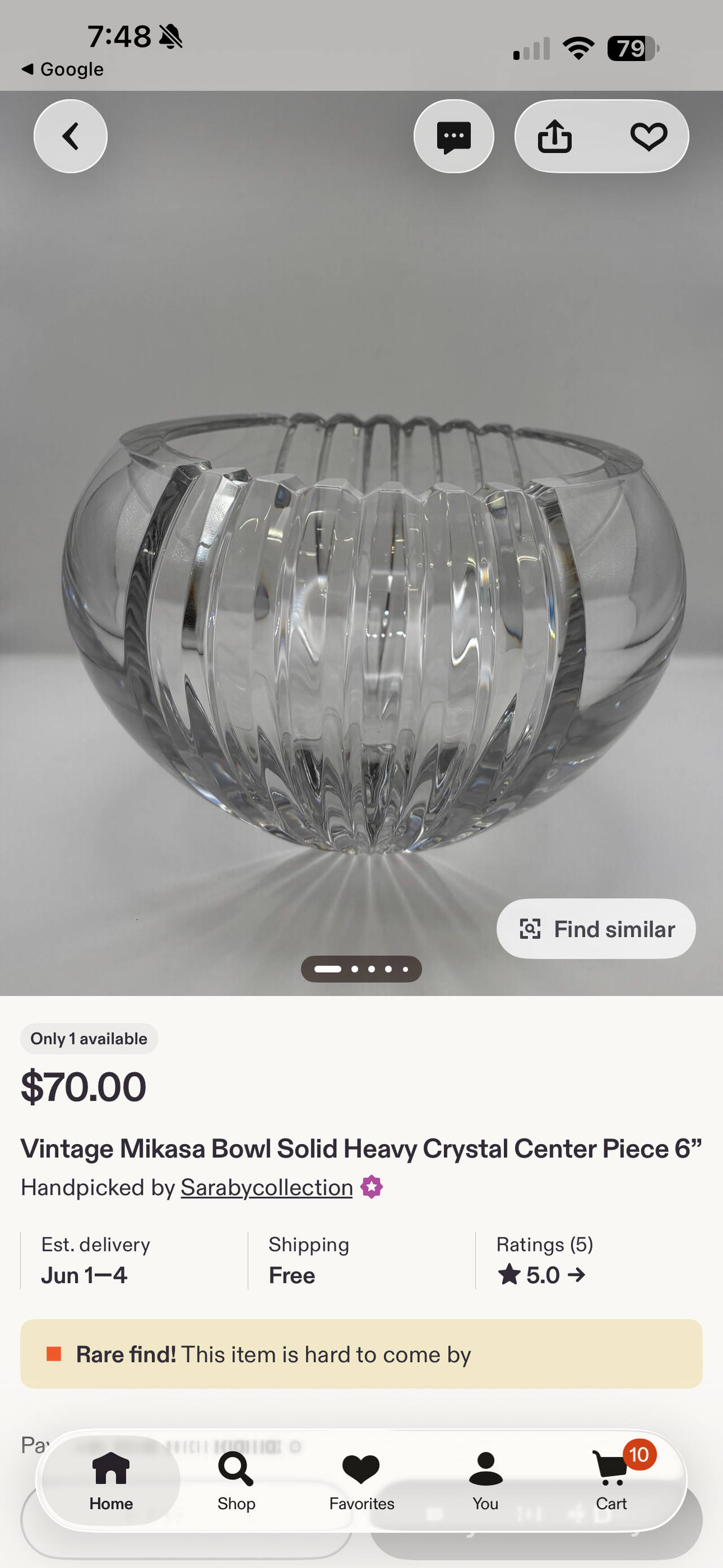 Mikasa Vintage Solid Heavy Crystal Centerpiece Bowl