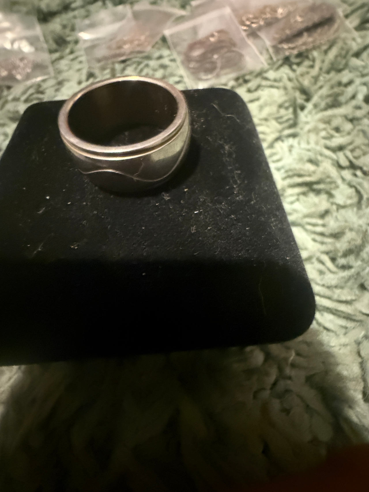 Silver Etched Wave Band Ring
