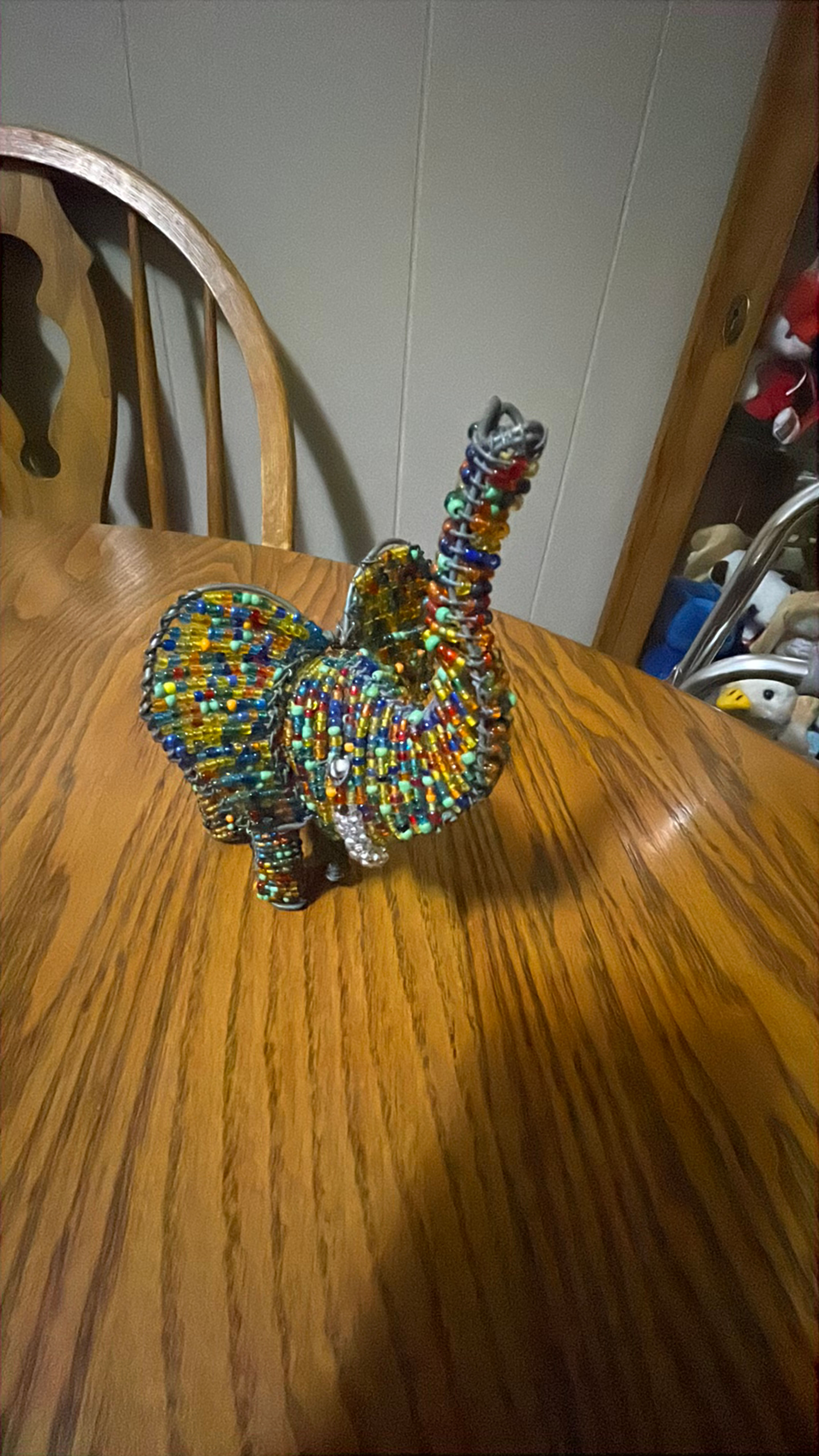 Handcrafted Beaded Wire Elephant Sculpture - Image 2