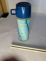 Vintage Thermos Blue Mosaic Vacuum Bottle - Image 4