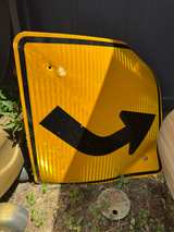 Yellow Right Curve Road Sign - Image 3