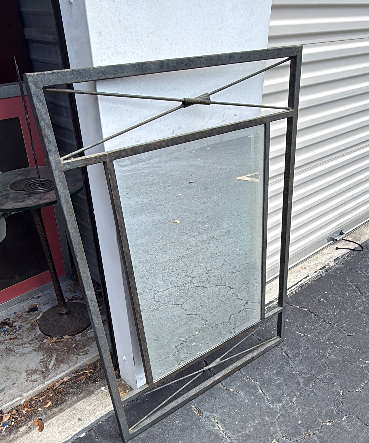Industrial Metal Frame Wall Mirror