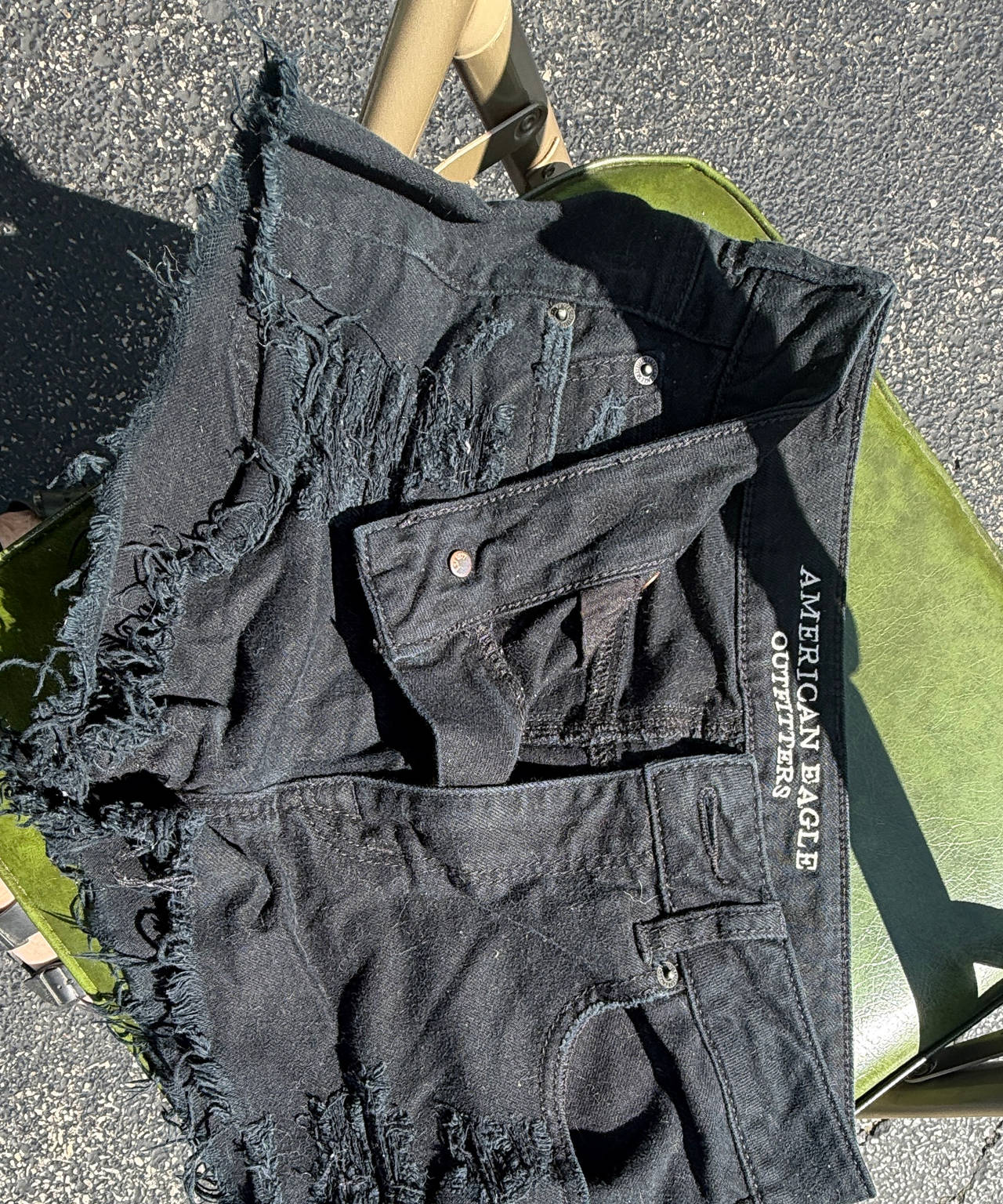 American Eagle Distressed Black Denim Shorts