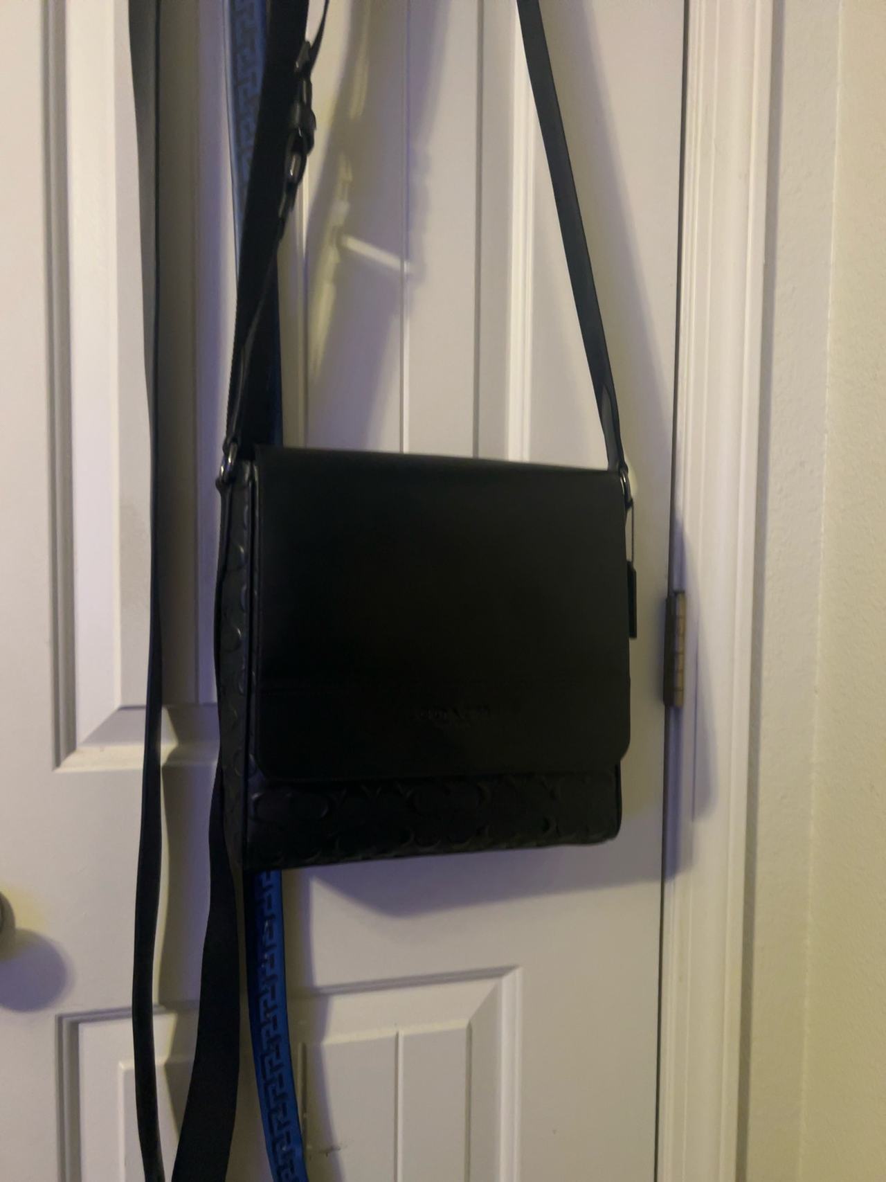 Coach Houston Map Bag Black Signature Leather