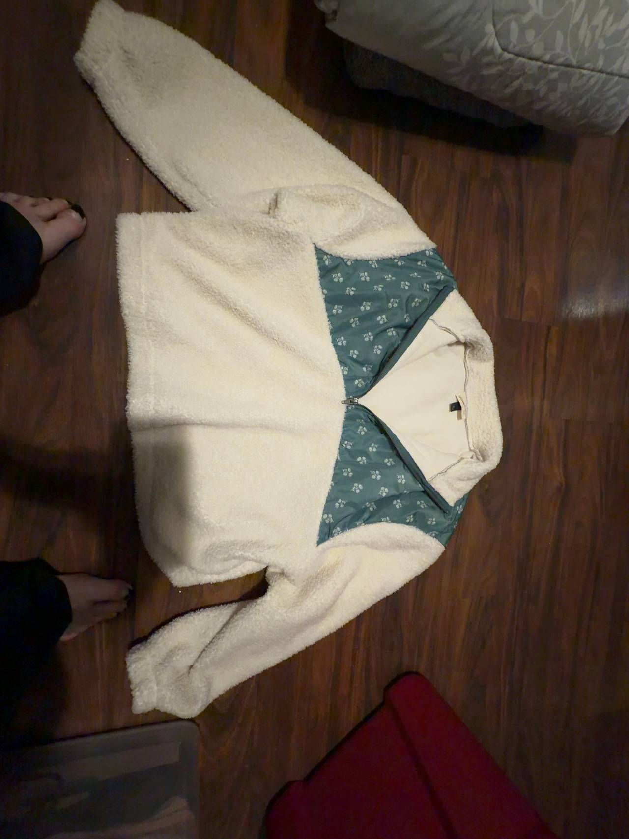 Universal Thread Sherpa Colorblock Jacket Green & Cream