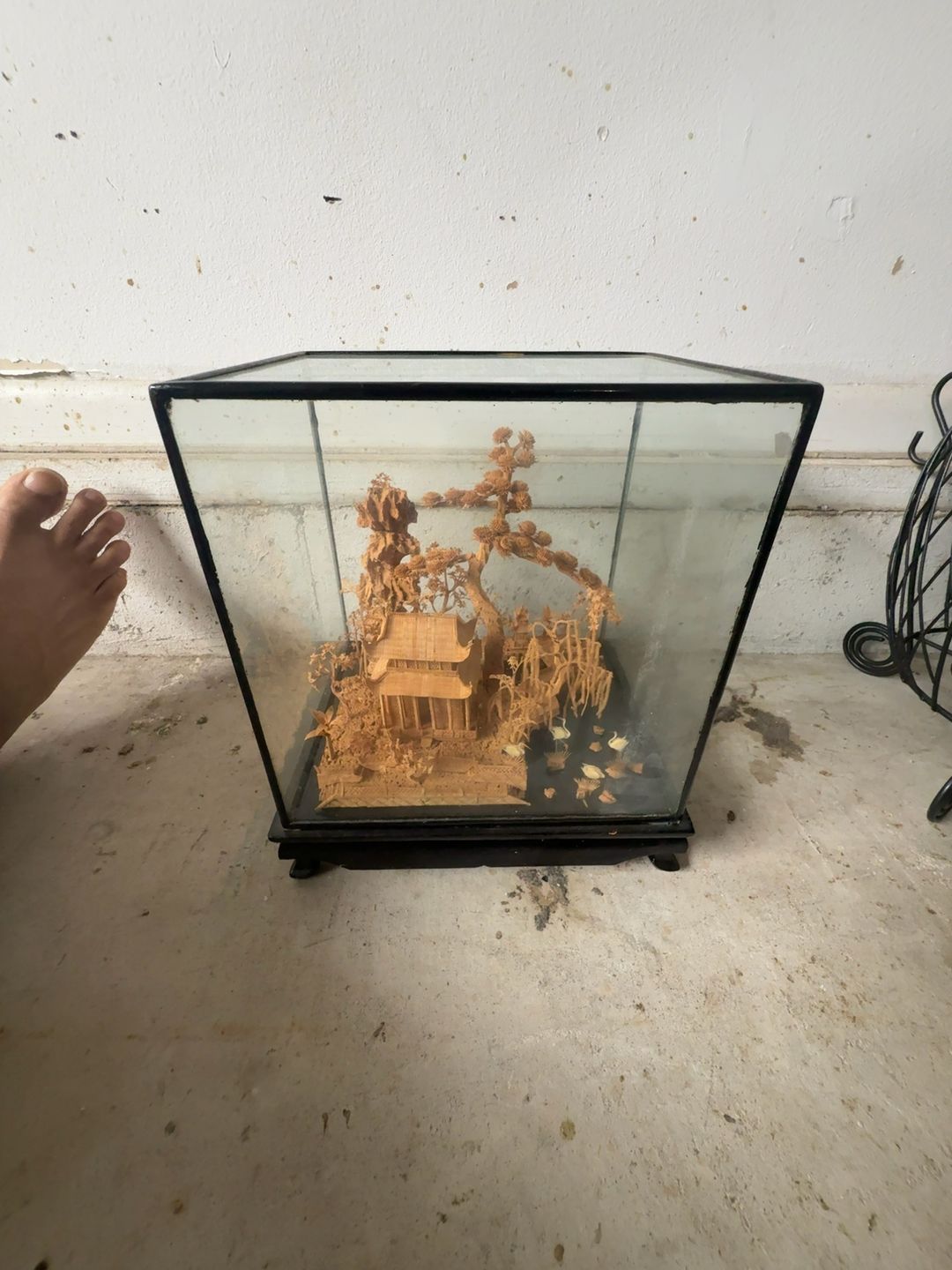 Vintage Chinese Hand Carved Cork Diorama Pagoda Landscape