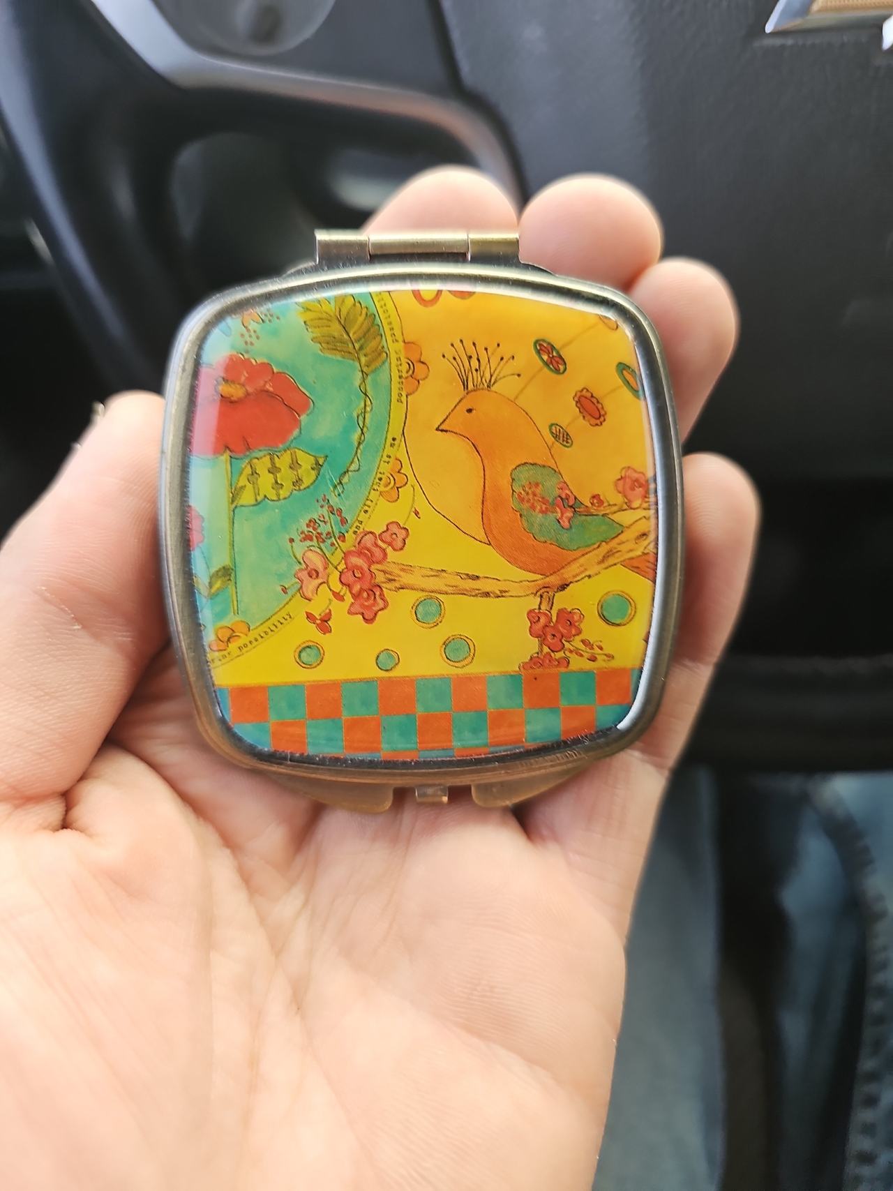 Papaya Art Compact Mirror Bird Design