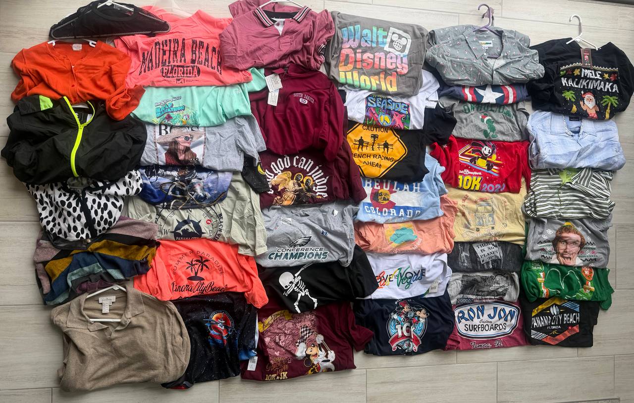 40-Piece Reseller Clothing Lot Disney Ron Jon Tourist Tees