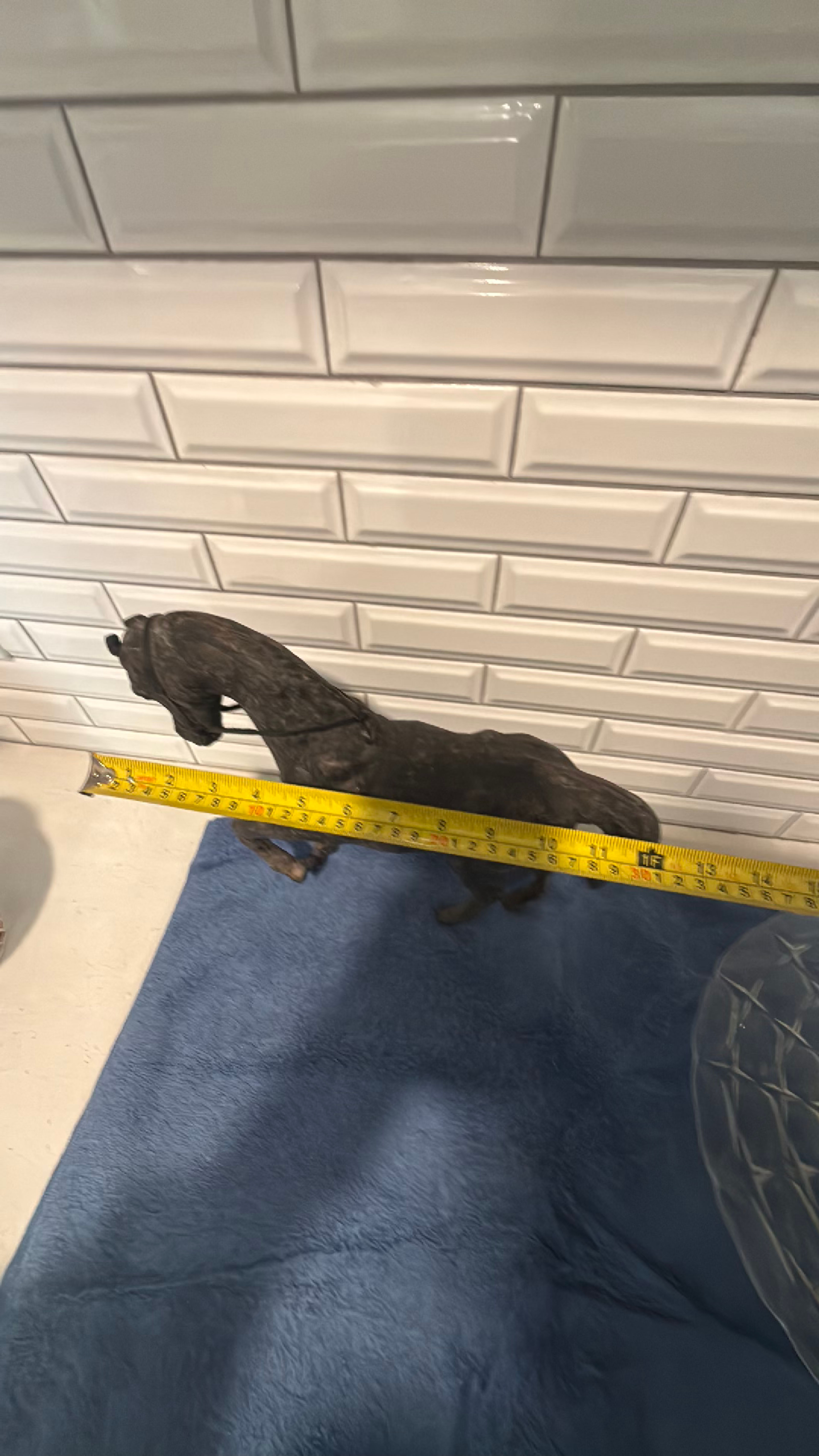 Vintage Hand Crafted Leather Wrapped Horse Sculpture with Saddle - Image 5