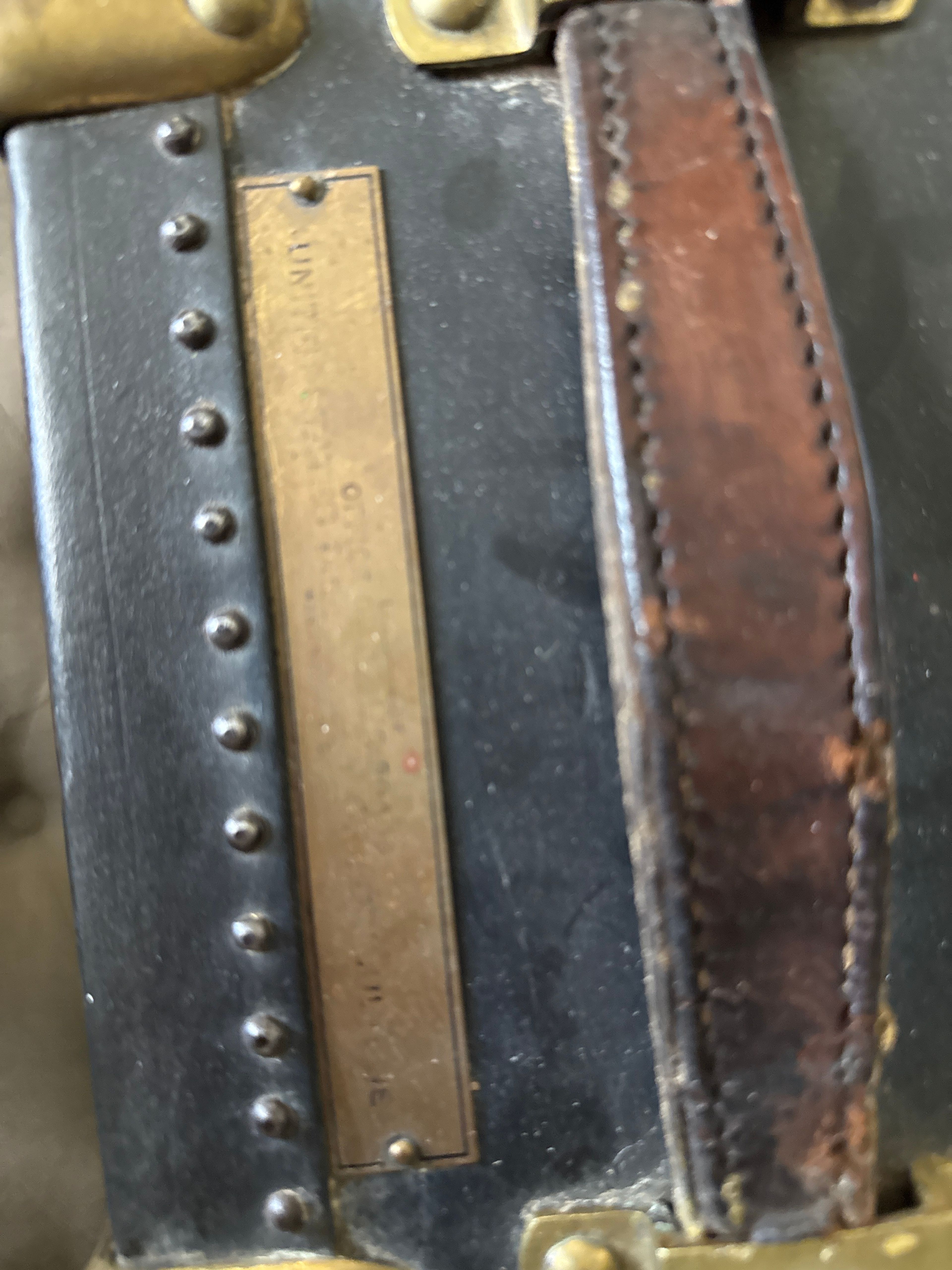 Antique USDA Office of Public Roads Field Trunk Brass Leather Federal Works WWII - Image 3