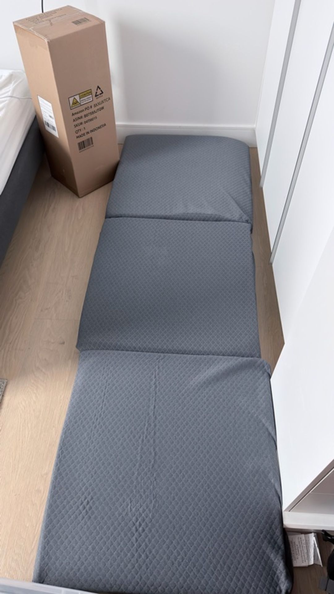 Olee Sleep Tri-Folding Memory Foam Mattress Topper Gray 4-Inch