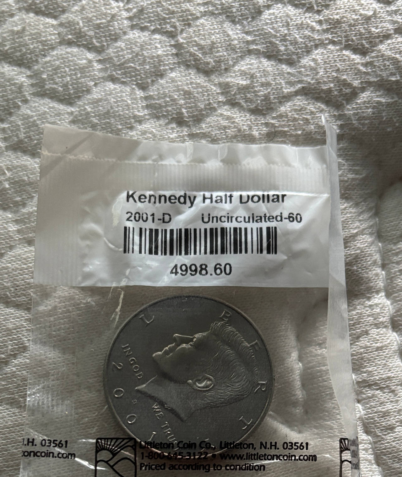 2001-D Kennedy Half Dollar Uncirculated-60 Littleton Coin Co.
