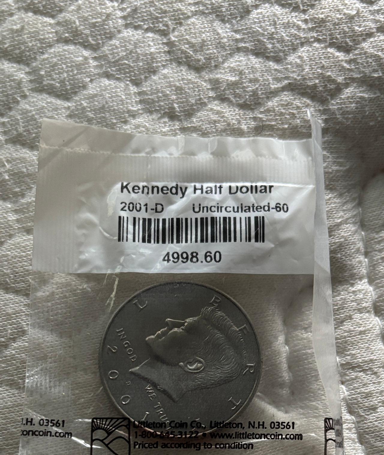 2001-D Kennedy Half Dollar Uncirculated-60 Littleton Coin Co.