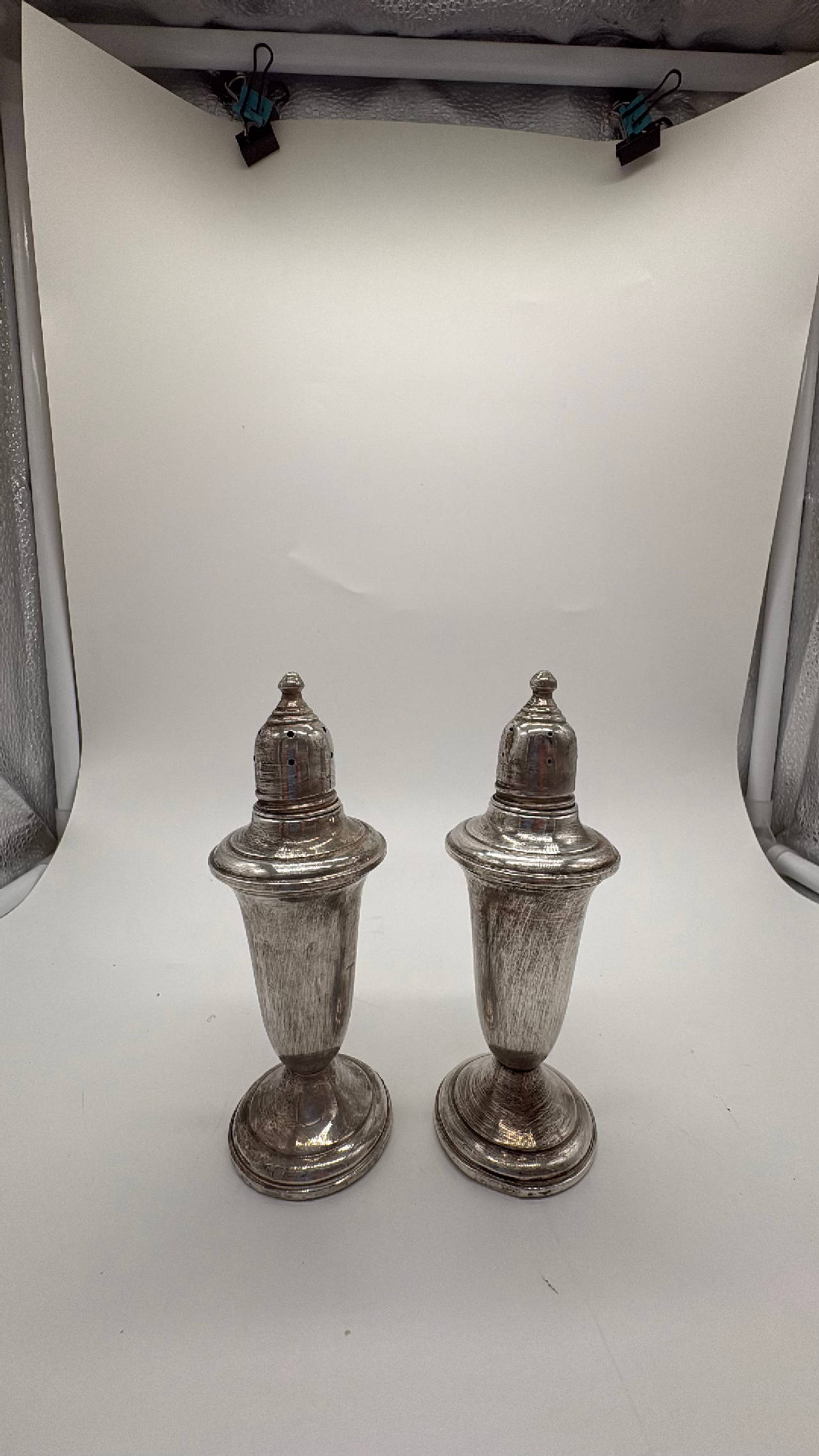 Sterling Silver Salt and Pepper Shakers 5" Weighted