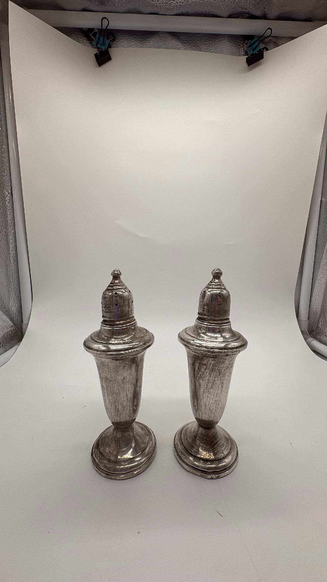 Sterling Silver Salt and Pepper Shakers 5" Weighted