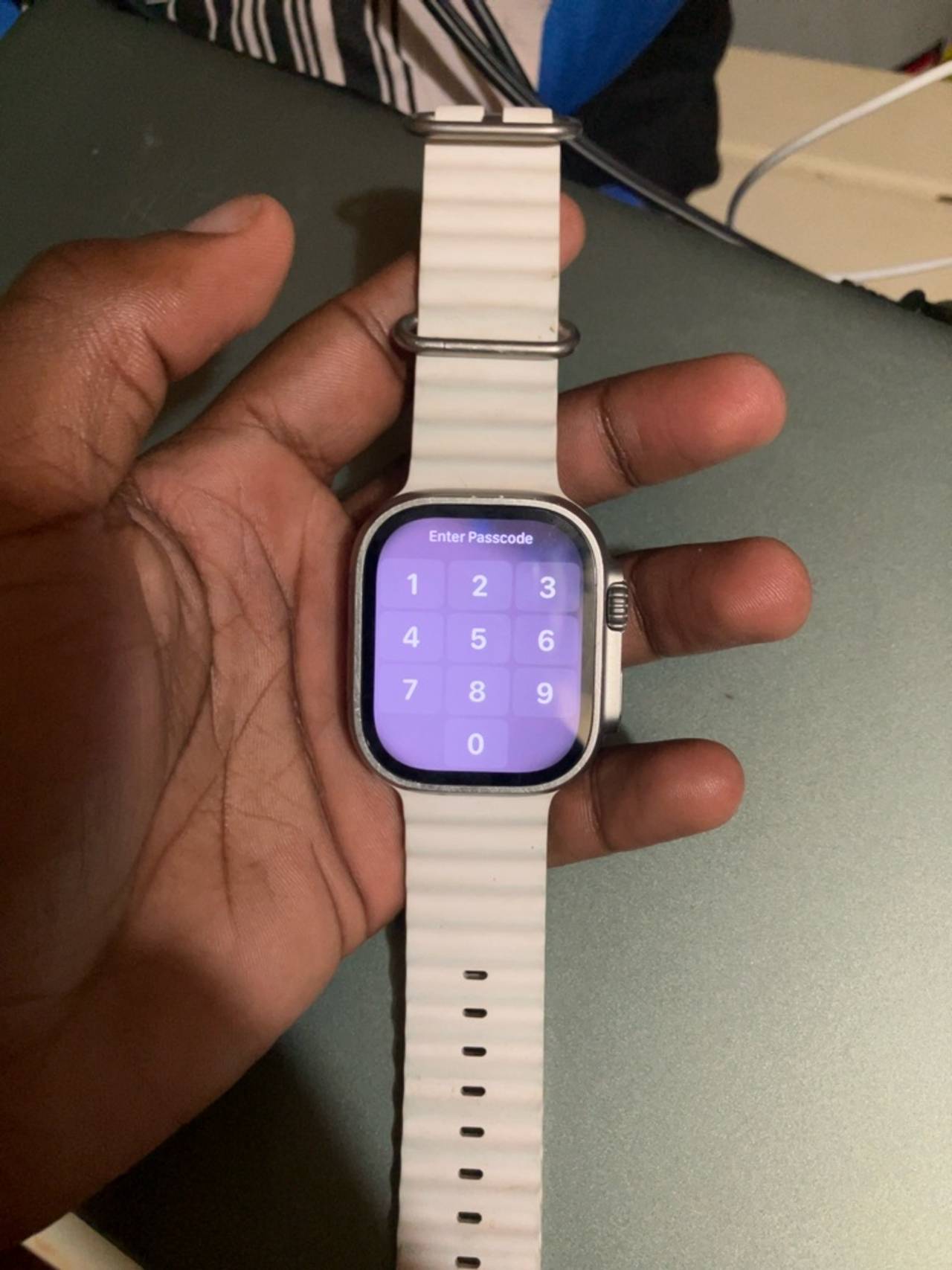 Apple Watch Ultra 49mm Titanium Case with White Ocean Band