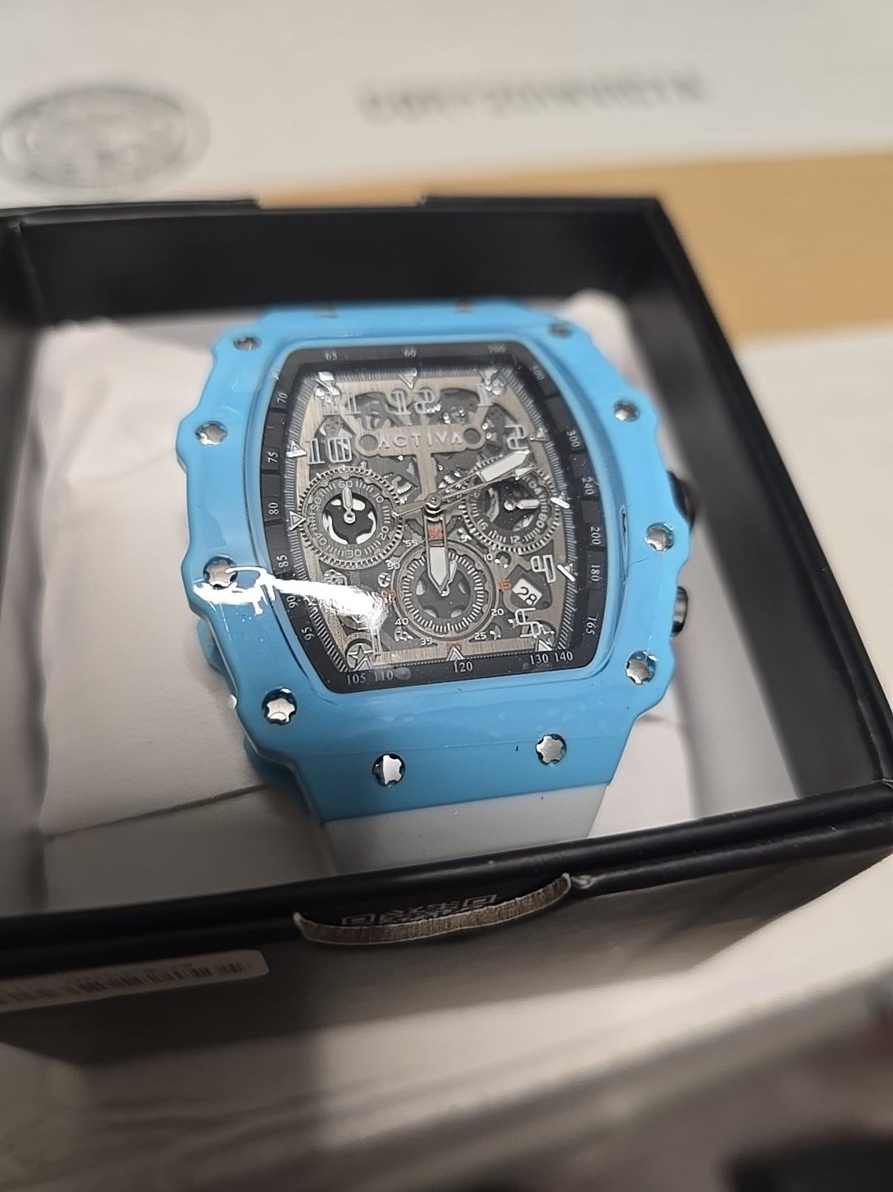 Activa Chronograph Tonneau Light Blue Watch