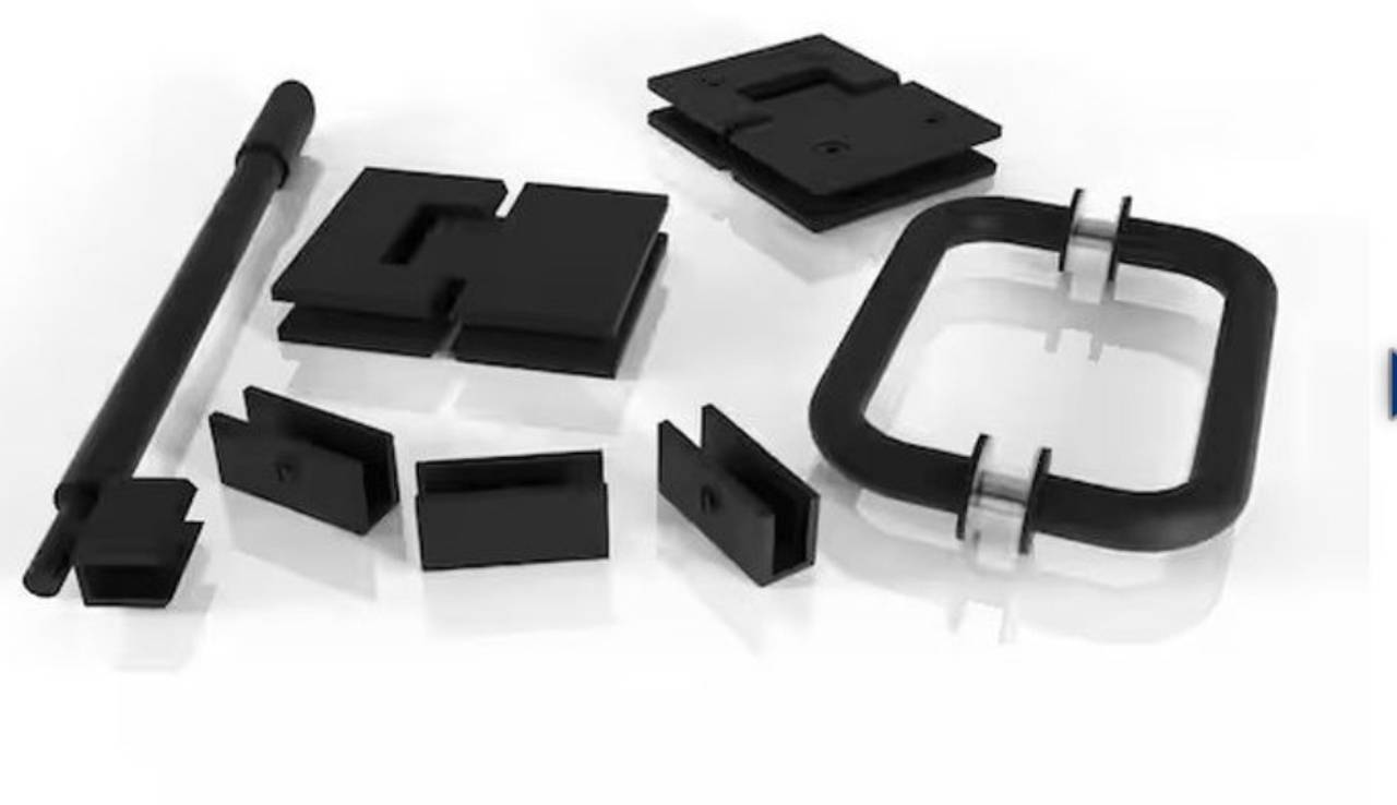 Matte Black Frameless Shower Door Hardware Kit