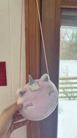 Pink Plush Unicorn Crossbody Purse - Image 5
