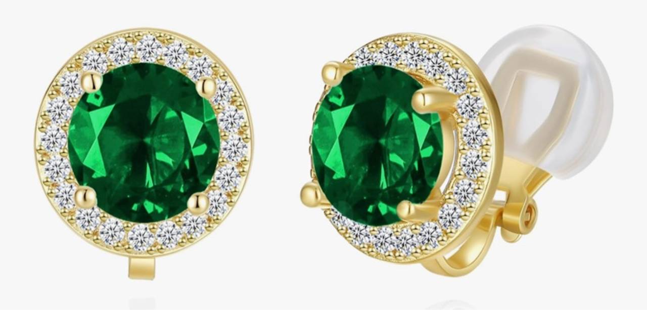 YOQUCOL 8MM Cubic Zirconia Crystal Clip On Stud Earrings Round Non Pierced