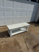 Rustic Farmhouse Entryway Bench with Storage Shelf - Image 1