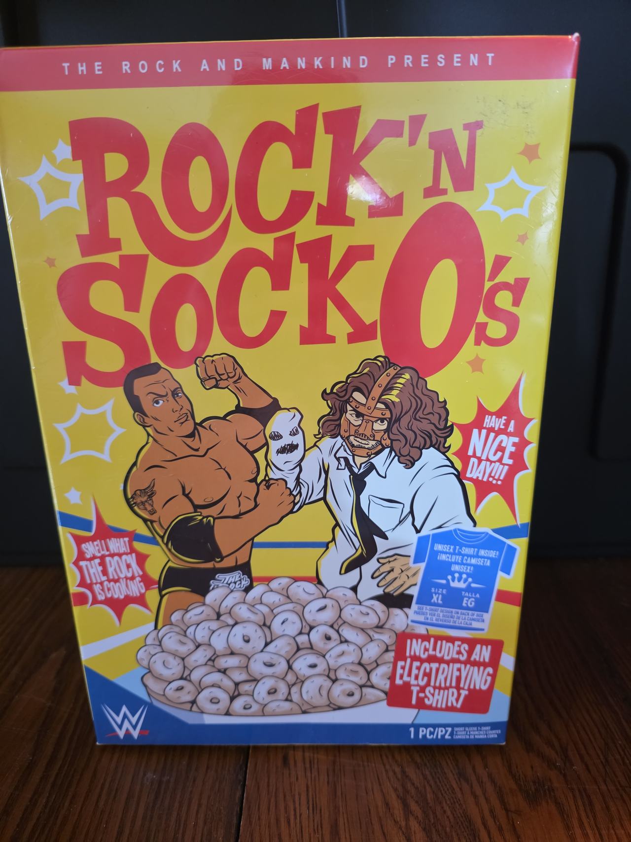 WWE Rock 'n Sock Connection Cereal Box T-Shirt Set