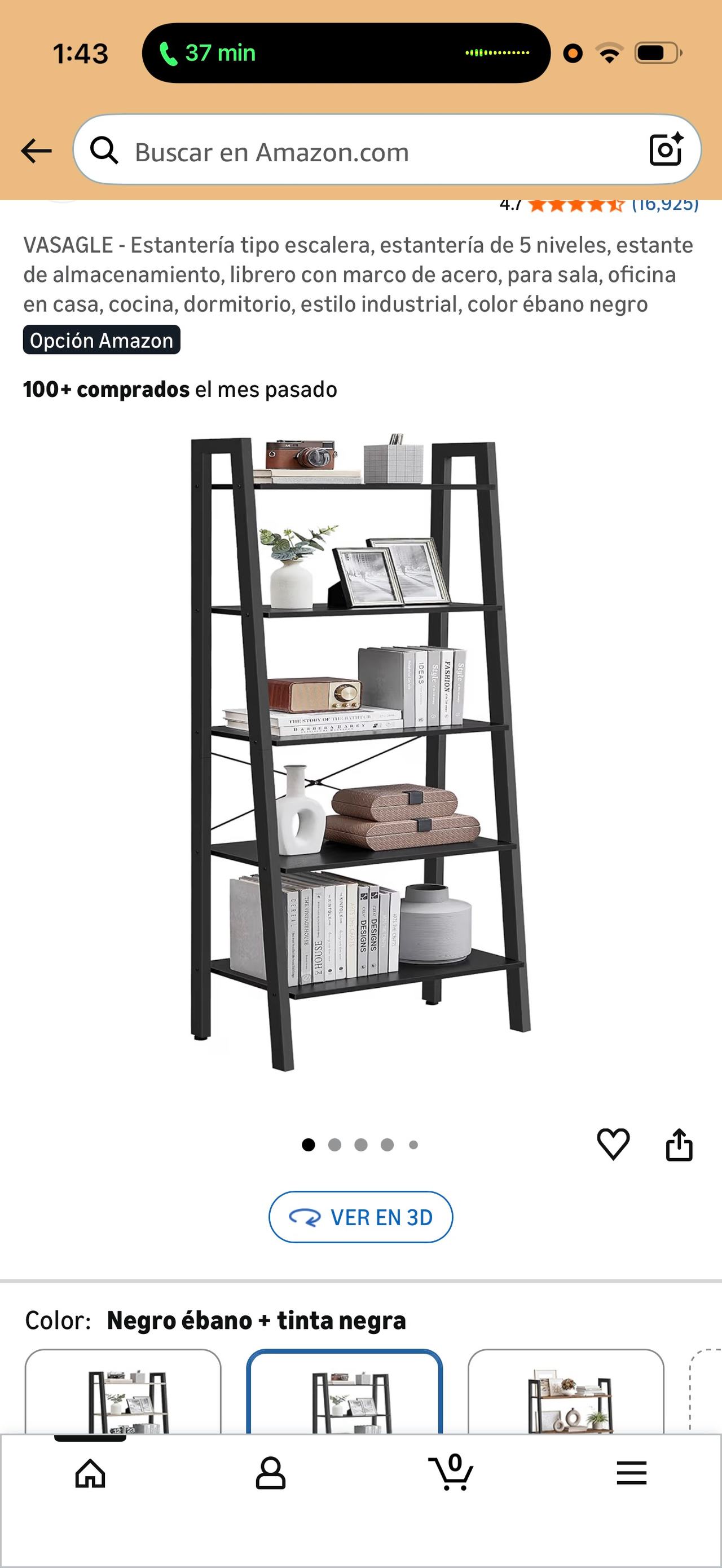 VASAGLE 4-Tier Storage Rack ELS45X Black