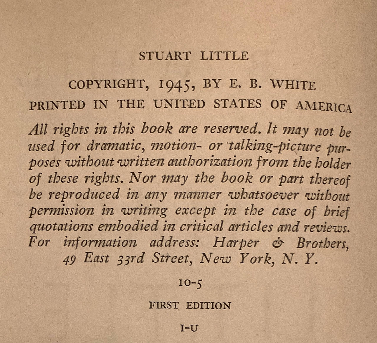 Stuart Little by E. B. White (1945 First Edition)