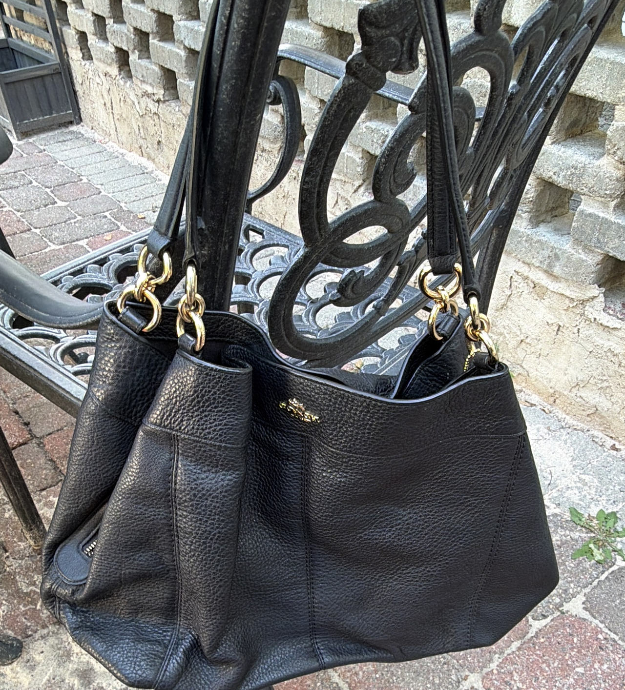 Coach Black Pebbled Leather Shoulder Bag