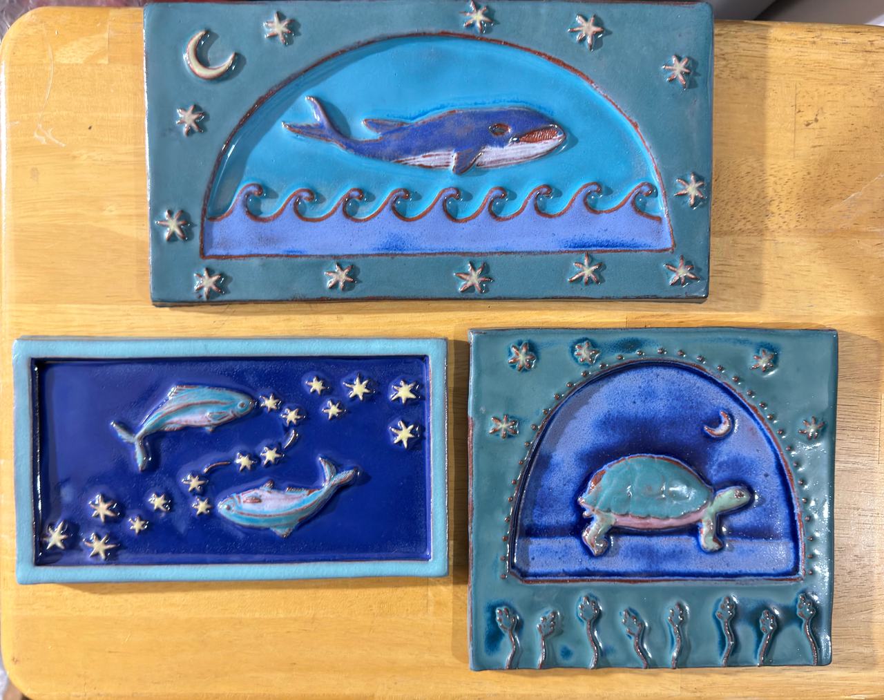 Earths Poetry Handmade Ceramic Marine Life Wall Tiles Set