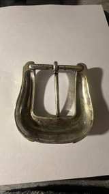 Vintage Western Sterling Silver Engraved Belt Buckle - Image 2