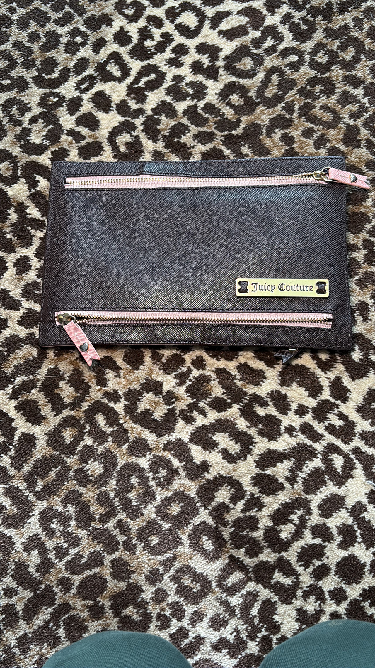 Juicy Couture Saffiano Double Zip Pouch Clutch