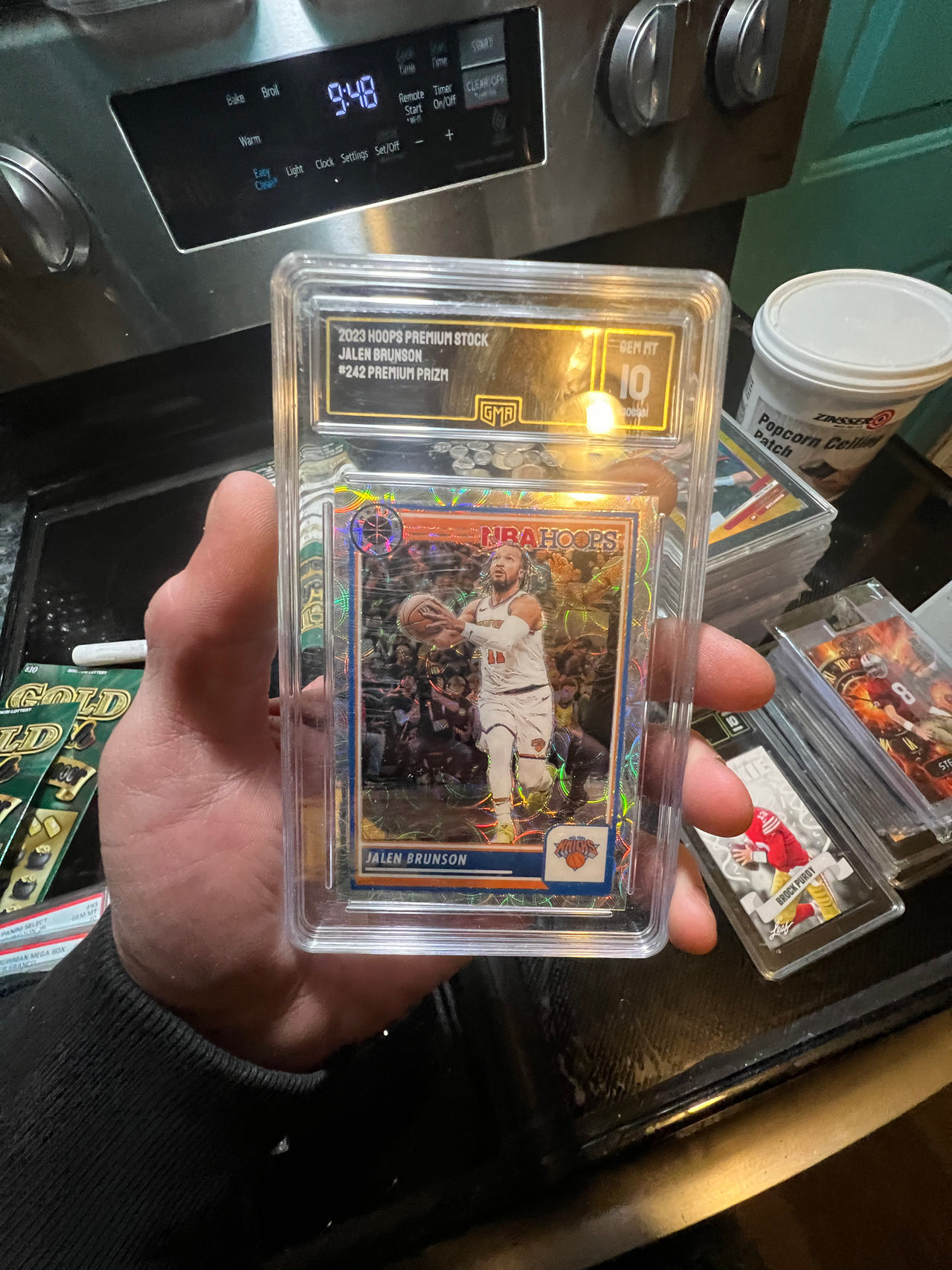 Jalen Brunson 2022 Panini Hoops Premium Stock #242 Premium Prizm GMA 10