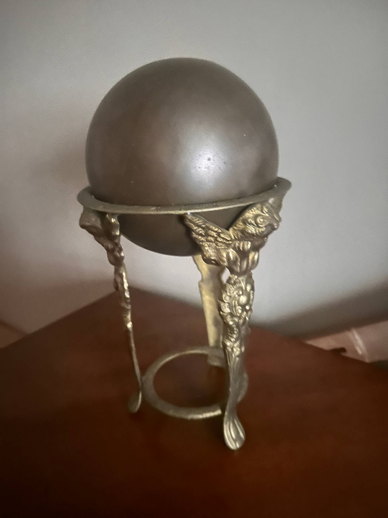 Brass Angel Stand with Gazing Ball