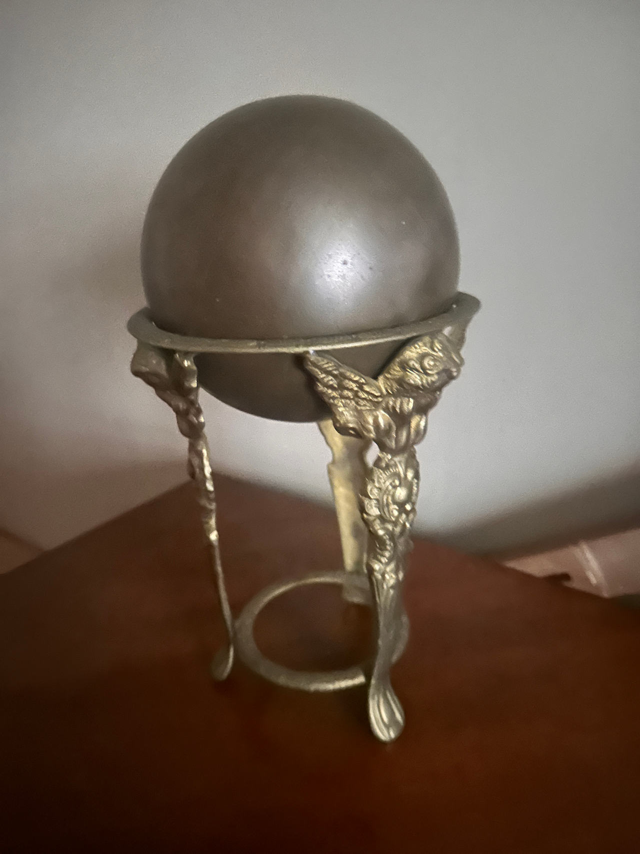 Brass Angel Stand with Gazing Ball