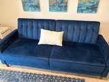 FULL ROOM DECOR-  Includes Navy Blue Velvet Tufted Sofa bed , rug , art , chair - Image 2