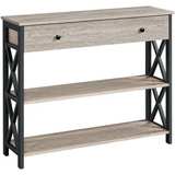 Yaheetech Gray Metal Console Table with Drawer - Image 2