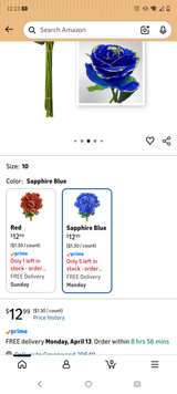 Lokedien 10PCS Blue Glitter Artificial Roses - Image 3