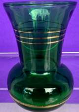 Vintage Anchor Hocking Forest Green Glass Small Bud Vase Banded Flared Rim - Image 1