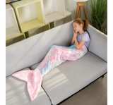 Mermaid Tail Blankets Flannel Rainbow Colorful for Toddlers Soft, Glittering - Image 1