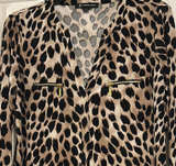 INC International Concepts Leopard Print Zip Pocket Blouse - Image 1