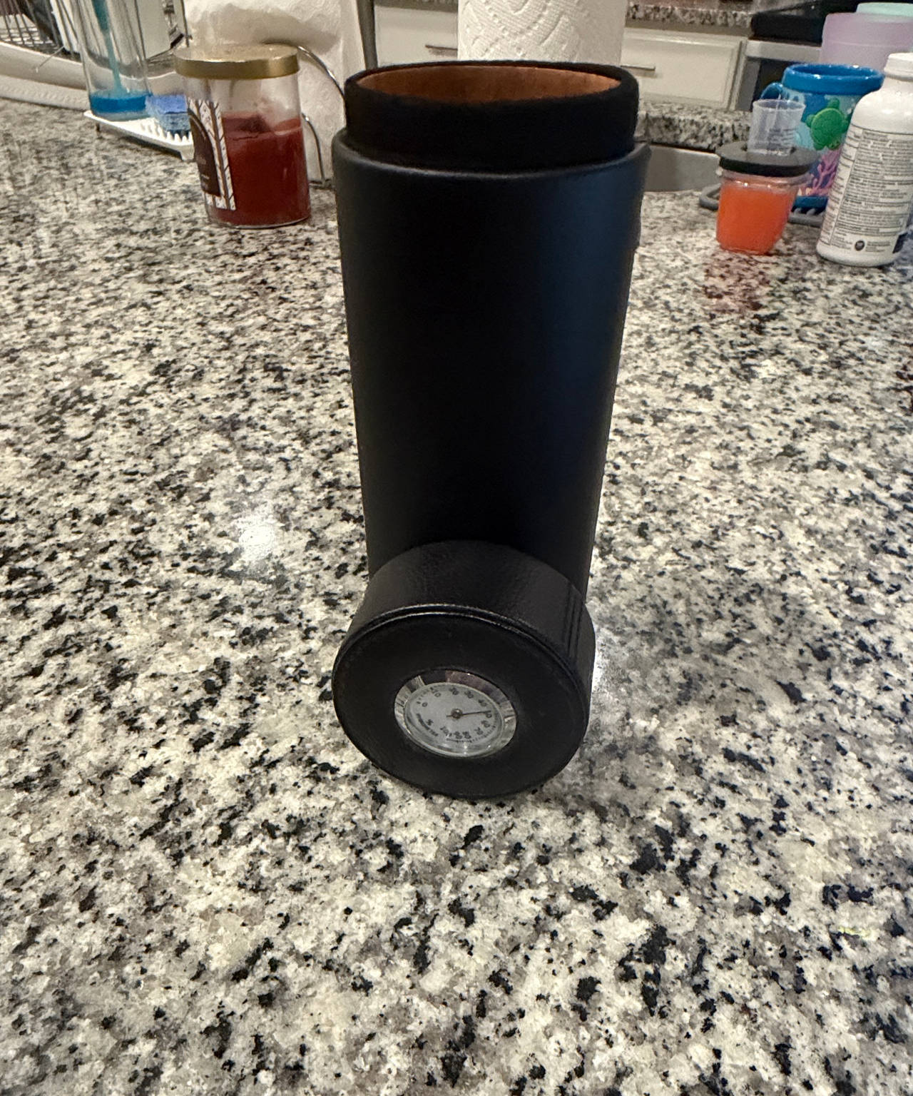 Leather Travel Cigar Humidor with Hygrometer