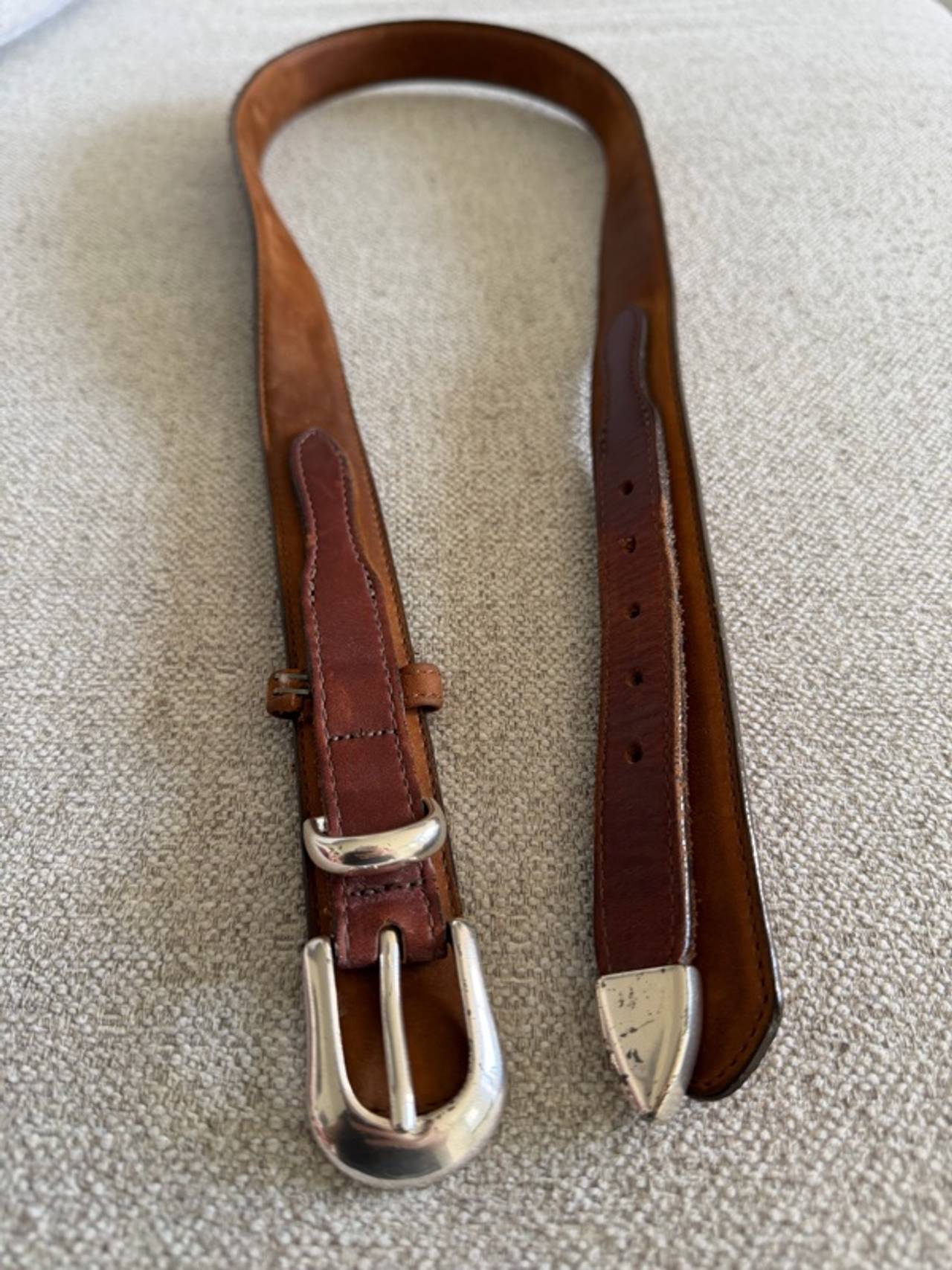 Orvis Leather & Silver Belt Brown