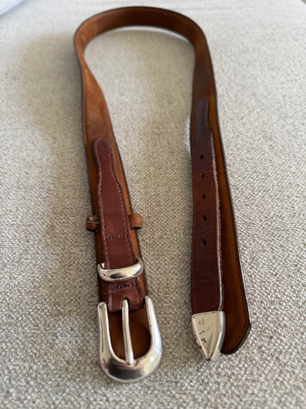 Orvis Leather & Silver Belt Brown