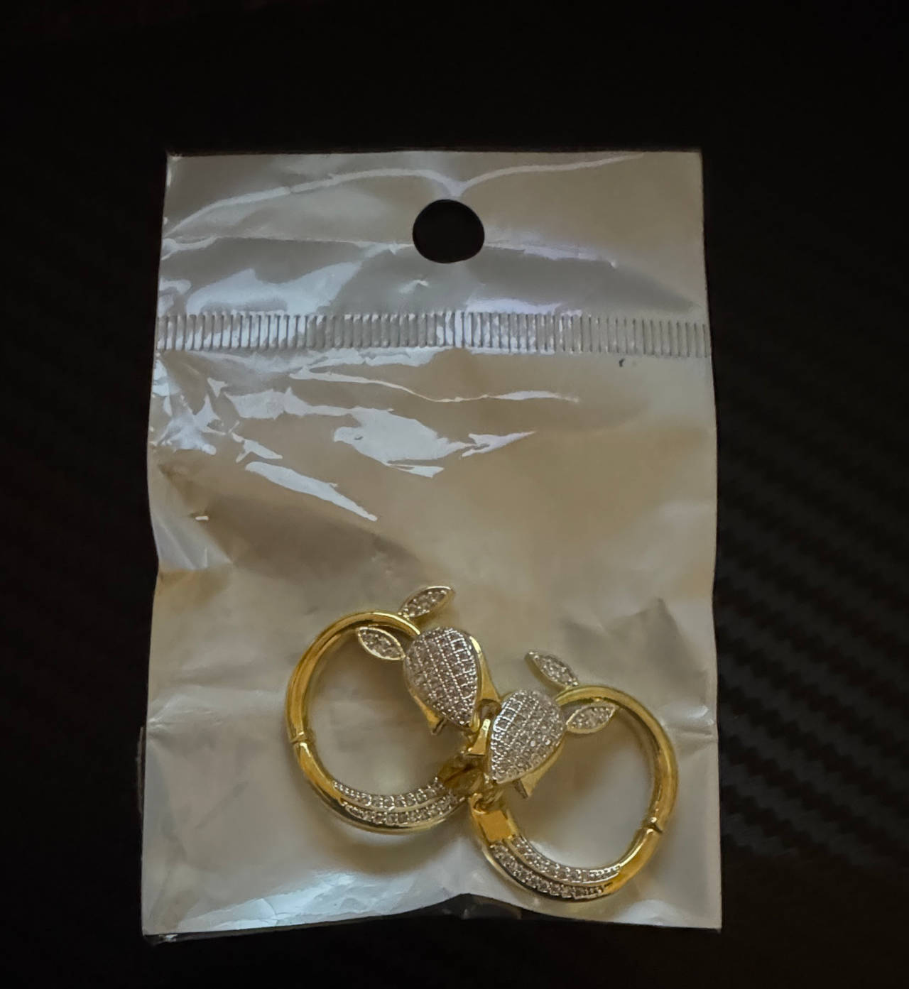 Gold Plated Rabbit Hoop Earrings with Cubic Zirconia
