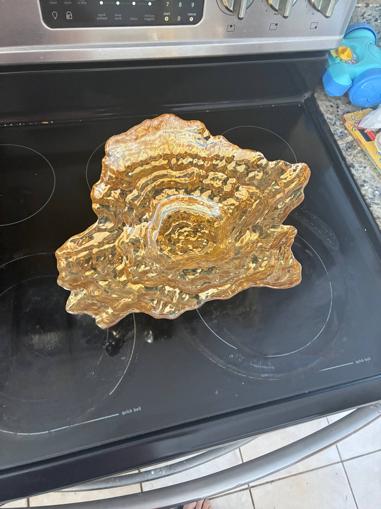 Badash Crystal Gold Luster Organic Glass Bowl