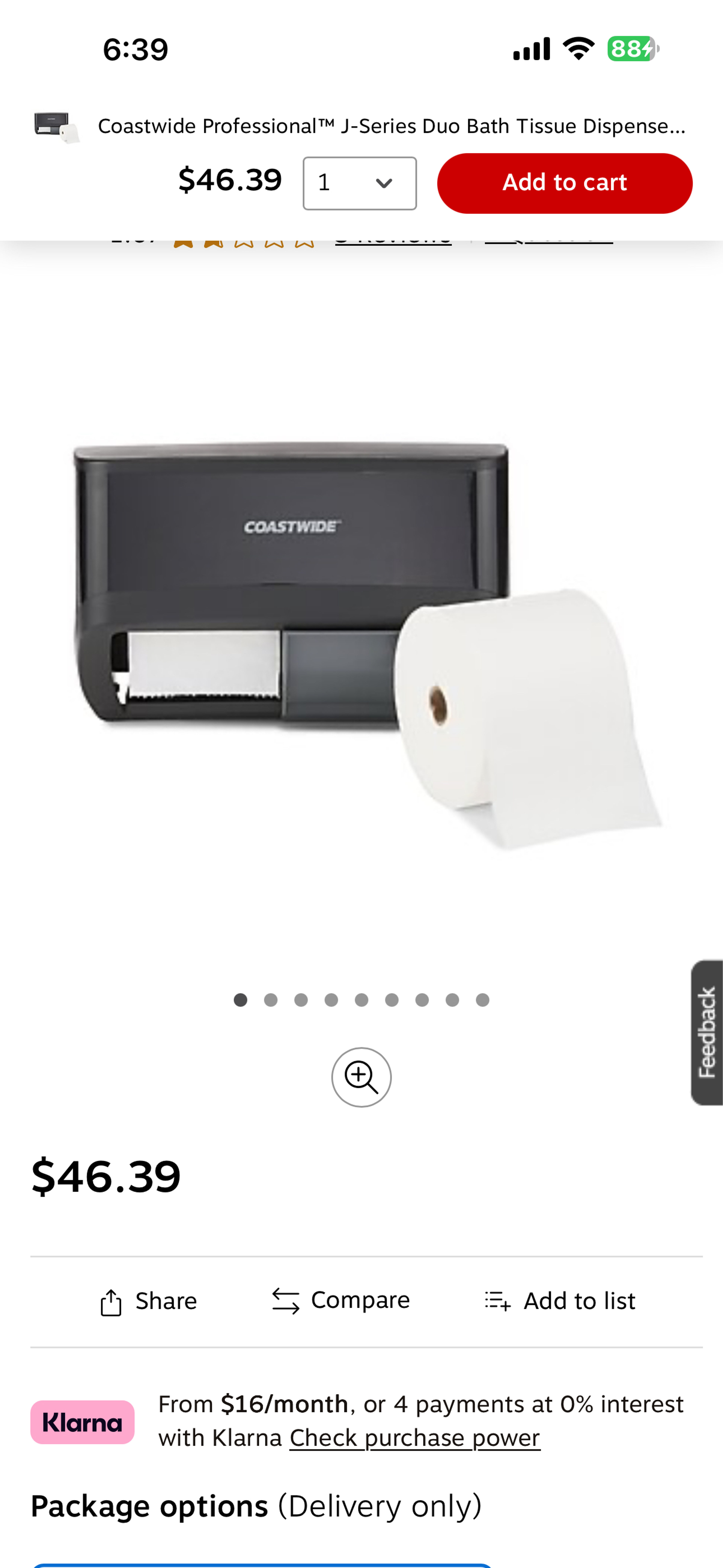 Coastwide Professional J-Series Duo Bath Tissue Dispenser